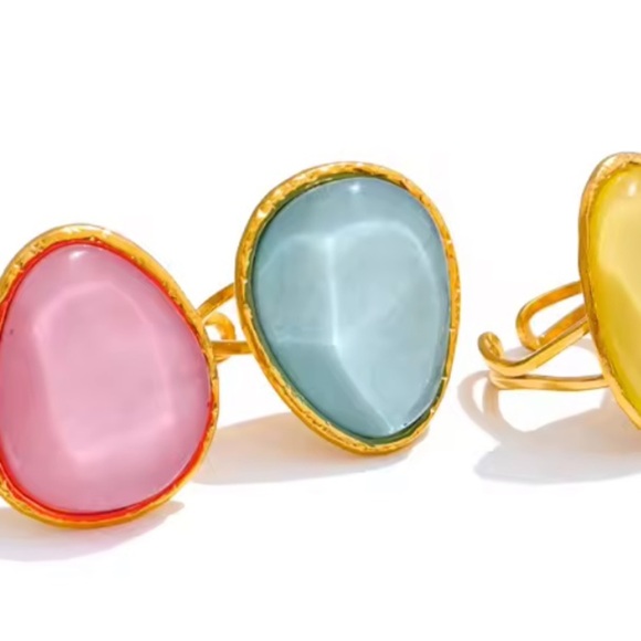 New! Anthropologie unique adjustable Elegant Gold and Blue Ring NWT - Picture 3 of 6